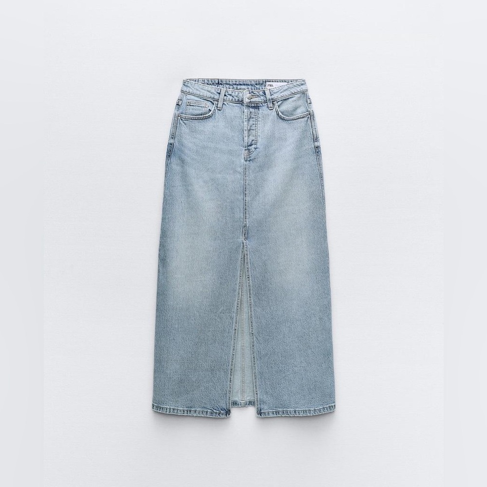 ZARA NEW WITH TAGS Z1975 DENIM MIDI SKIRT - Picture 9 of 12